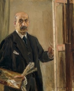 Autoportret przy sztalugach. 1916 autorstwa Max Liebermann