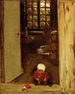 Bawiące się dziecko w drzwiach wejściowych autorstwa Max Liebermann