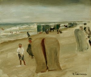 Plaża z leżakami? autorstwa Max Liebermann
