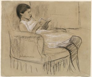 Córka artysty Käthe czytająca na krześle autorstwa Max Liebermann