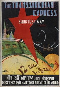 Transsyberyjski ekspresowy Plakat firmy Intourist, 1930