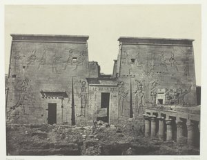 Drômos i Philônes, Wielka Świątynia Izydy w Pilônes; Nubia, płyta 72 z albumu "Egypte, Nubie, Palestine et Syrie" (1852) autorstwa Maxime Du Camp