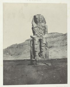 Gourna, Colossus Monolit of Amenopht III, Teby, 184951, wydrukowany 1852. autorstwa Maxime Du Camp