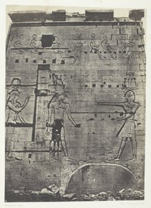 Wielka Świątynia Izydy w Filoe, Drugi Pylon; Nubia, płyta 74 z albumu "Egypte, Nubie, Palestine et Syrie" (1852) autorstwa Maxime Du Camp