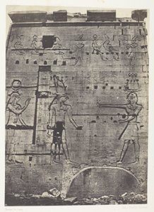Wielka Świątynia Izydy w Filoe, Drugi Pylon; Nubia, płyta 74 z albumu "Egypte, Nubie, Palestine et Syrie" (1852) autorstwa Maxime Du Camp
