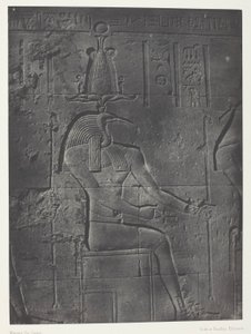 Wielka Świątynia Izydy w Filoe, Tôth Ibiocéphale; Nubia, płyta 79 z albumu "Egypte, Nubie, Palestine et Syrie" (1852) autorstwa Maxime Du Camp
