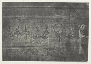 Wielka Świątynia w Denderah (Teutyres), rzeźby z tylnej fasady; Górny Egipt, płyta 20 z albumu "Egypte, Nubie, Palestine et Syrie" (1852)