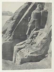 Ibsamboul, Orientalny Kolos Spéos De Phrè, Widziany z Profilu, Nubia, 184951, wydrukowany w 1852 roku. autorstwa Maxime Du Camp