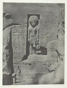 Ibsamboul, Rzeźby wejścia do Speos z Phre, Nubia, 184951, wydrukowane 1852. autorstwa Maxime Du Camp