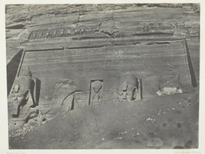 Ibsamboul, Vue Générale Du Grand Spéos De Phrè; Nubie, płyta 102 z albumu "Egypte, Nubie, Palestine et Syrie" (1852) autorstwa Maxime Du Camp