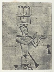 Kalabscheh, Sculptures De La Façade Postérieure Du Temple; Nubie, płyta 91 z albumu "Egypte, Nubie, Palestine et Syrie" (1852) autorstwa Maxime Du Camp