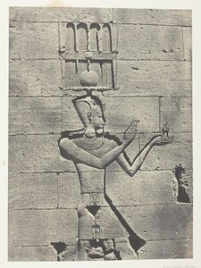 Kalabscheh, Sculptures De La Façade Postérieure Du Temple; Nubie, płyta 91 z albumu "Egypte, Nubie, Palestine et Syrie" (1852) autorstwa Maxime Du Camp