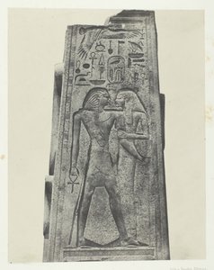 Pałac Karnak, filar przed sanktuarium granitowym, Teby, 184951, druk 1852. autorstwa Maxime Du Camp