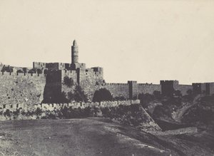Palestyna. Jerozolima. Zachodnia część murów, 1850 r. autorstwa Maxime Du Camp