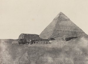 Piramida Chefrena, Środkowy Egipt, płyta 10 z albumu "Egipt, Nubia, Palestyna i Syria" (1852) autorstwa Maxime Du Camp