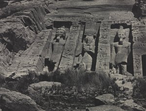 Południowa część wykutej w skale świątyni Hathor, Abu Simbel autorstwa Maxime Du Camp