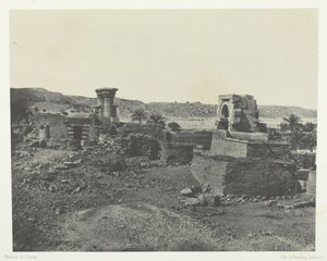 Wioska i świątynia na wyspie Béghé, na zachód od Philoe, Nubia, 184951, wydrukowany w 1852 roku. autorstwa Maxime Du Camp