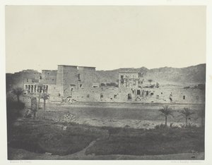 Widok zaczerpnięty z wyspy Beghé, Patrząc na zachód, Philoe, Nubia, 184951, wydrukowany w 1852 r.