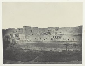 Widok z wyspy Beghé, zachód, Philoe; Nubia, płyta 68 z albumu "Egypte, Nubie, Palestine et Syrie" (1852) autorstwa Maxime Du Camp