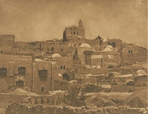 Widok na meczet El-Melouyeh i okolice Jerozolimy, sierpień 1850. autorstwa Maxime Du Camp