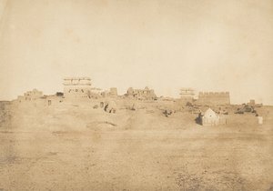 Widok części wsi Luksor, Teby, 1849-50. autorstwa Maxime Du Camp