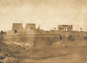 Ogólny widok wyspy Philae z południowego krańca wyspy Begueh, 1849-50. autorstwa Maxime Du Camp