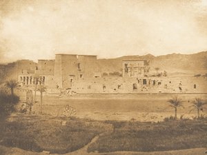 Ogólny widok wyspy Philae, zaczerpnięty z wyspy West Begueh, 1849-50. autorstwa Maxime Du Camp
