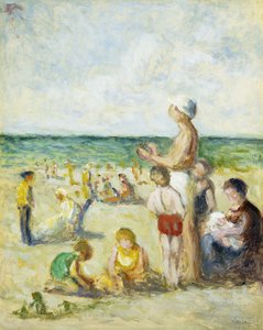Na plaży w Normandii; Na plaży w Normandii, ok. 1930 autorstwa Maximilien Luce
