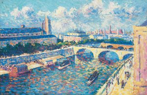Paryż, Sekwana i Quai de la Mégisserie widziane z Quai de l
