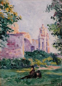 Odpoczynek w trawie, ok. 1897 (olej na pokładzie) autorstwa Maximilien Luce