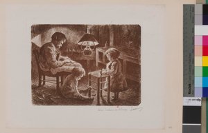 Scena wnętrza pod lampą autorstwa Maximilien Luce