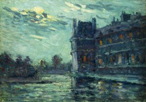 Powodzie z 1910 r., Pavillon de Flore, w Luwrze, Paryż; Powodzie z 1910 r., Le Pavillon de Flore, 1910 r. autorstwa Maximilien Luce