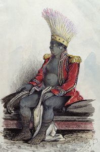 Król Temoana na wyspie Nuka-Hiva w mundurze francuskiego pułkownika, ok. 1841-48 (pióro, tusz i wc na papierze)