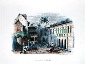 Rue de Cayenne, Gujana Francuska, ilustracja z "Les Francais par Eux-memes", wyd. L.Curmer