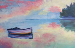 Spokojna łódź w pastelowych barwach autorstwa Maxine Shore