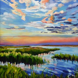 Żywe barwy zachodu słońca nad bagnami autorstwa Maxine Shore