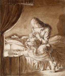 Scena nocna-Kobieta karmiąca swoje dziecko, ok. 1900 autorstwa Maxwell Gordon Lightfoot