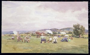 Przyjęcie szkicowe w Cotswolds, ok. 1910 (akwarela na papierze) autorstwa May Francis