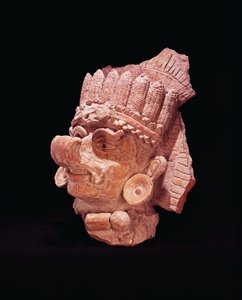 Głowa boga kukurydzy Majów, Oaxaca, ok. 500 AD (wyroby gliniane)