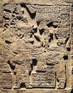Stela przedstawiająca arcykapłana i kobietę, z Yaxchilan