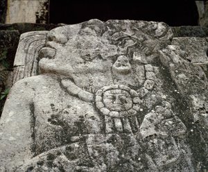 Stela w domu A, patio 2 w pałacu autorstwa Mayan