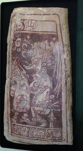 Pokrywa skarbca z malowidłem boga K"Awiila i tekstem hieroglificznym, obszar Chenes, Jukatan, okres późnego klasyku, 600-900 ne autorstwa Mayan