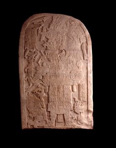 Sztuka przedkolumbijska, cywilizacja Majów, późny okres klasyczny: kamienna stela z Machaquili, Peten, Gwatemali. Gwatemala, Narodowe Muzeum Archeologii i Etnologii autorstwa Mayan Mayan