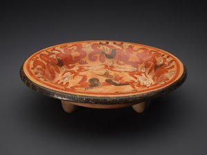 Płytka statywu z Bogiem N i Coatimundis, 600-900 AD (ceramiczna) autorstwa Mayan Mayan