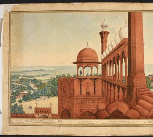 Pałac Cesarza Mogołów. Część panoramy Delhi autorstwa Mazar or Mazhar Ali Khan