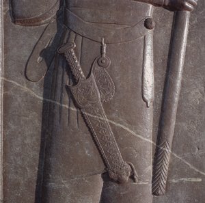 Rzeźba miecza posiadacza broni Kserksesa, płaskorzeźba w sali audiencyjnej w Persepolis (brąz) autorstwa Median School