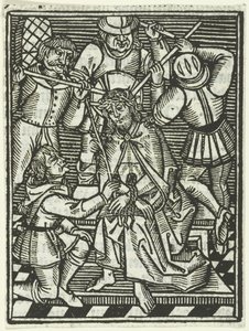 Ukoronowanie cierniem autorstwa Meester van de Delbecq Schreiber Passie (attributed to)