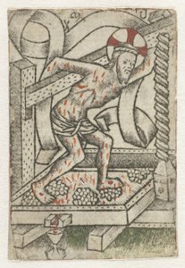 Chrystus w tłoczni wina autorstwa Meester van het Martyrium der Tienduizend