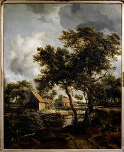 Młyn wodny Obraz Meinderta Hobbema (1638-1709) (ec.flam.) XVII w. Nd. 0,8x0,66 m Paryż, Muzeum Luwru.