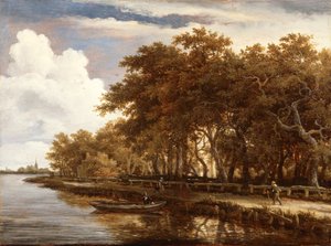 Widok wzdłuż rzeki Amstel, ok. 1660 (olej na panelu) autorstwa Meindert Hobbema